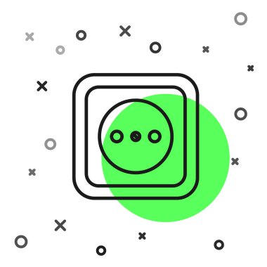 Siyah çizgi elektrik çıkış simgesi beyaz arkaplanda izole edildi. Elektrik prizi. Rosette sembolü. Vektör İllüstrasyonu