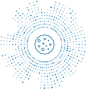 Mavi çizgi Kurabiye ya da beyaz arka planda izole edilmiş çikolata ikonlu bisküvi. Soyut çember rastgele noktalar. Vektör İllüstrasyonu