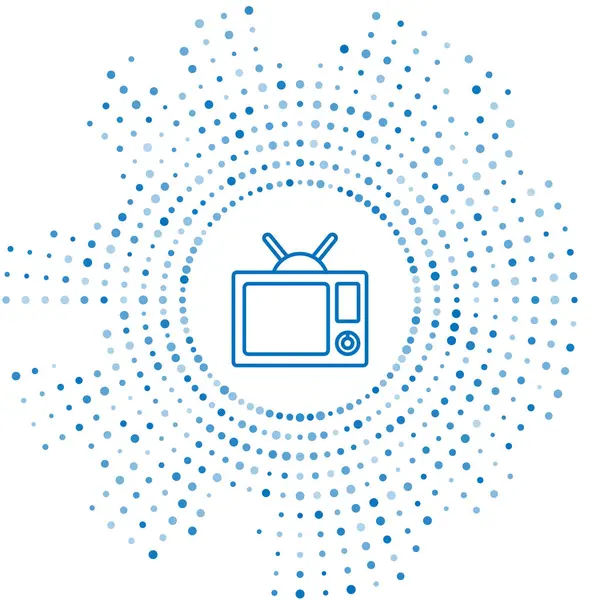 Niebieska linia ikona TV izolowana na białym tle. Znak telewizyjny. Abstrakcyjne kółko przypadkowych kropek. Ilustracja wektora — Wektor stockowy