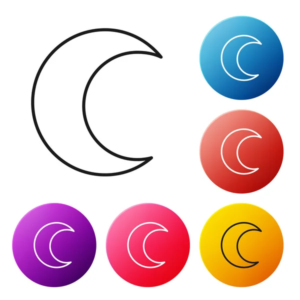 Linha preta Lua e estrelas ícone isolado no fundo branco. Definir ícones coloridos botões círculo. Ilustração vetorial — Vetor de Stock