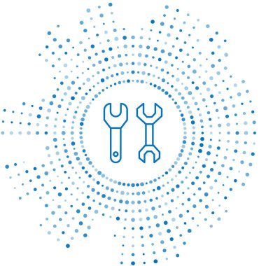 Mavi çizgi simgesi beyaz arkaplanda izole edildi. Soyut çember rastgele noktalar. Vektör İllüstrasyonu