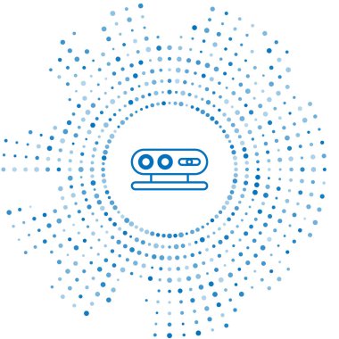 Mavi çizgi 3d tarama sistemi simgesi beyaz arkaplanda izole edildi. Soyut çember rastgele noktalar. Vektör İllüstrasyonu