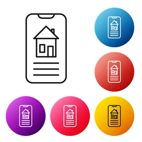 Black line Smart home icon isolated on white background. Remote control. Set icons colorful circle buttons. Vector Illustration