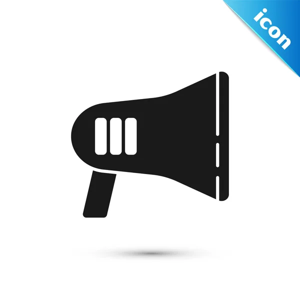 Zwart megaphone icoon geïsoleerd op witte achtergrond. Luide spraak alert concept. Bullhorn voor mondstuk Scream promotie. Vector illustratie — Stockvector