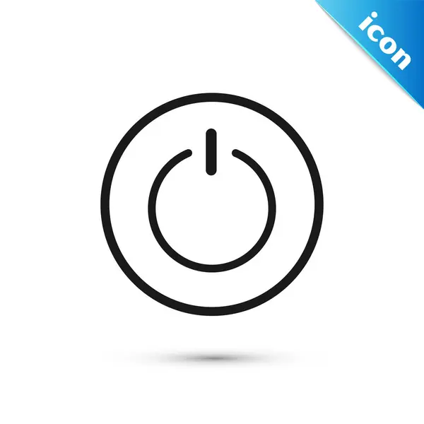 Icona pulsante di accensione nero isolato su sfondo bianco. Inizia a segno. Illustrazione vettoriale — Vettoriale Stock