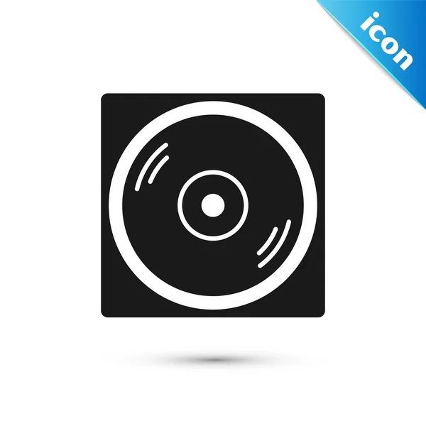 Black Vinyl player with a vinyl disk icon isolated on white background. Vector Illustration — Stock Vector