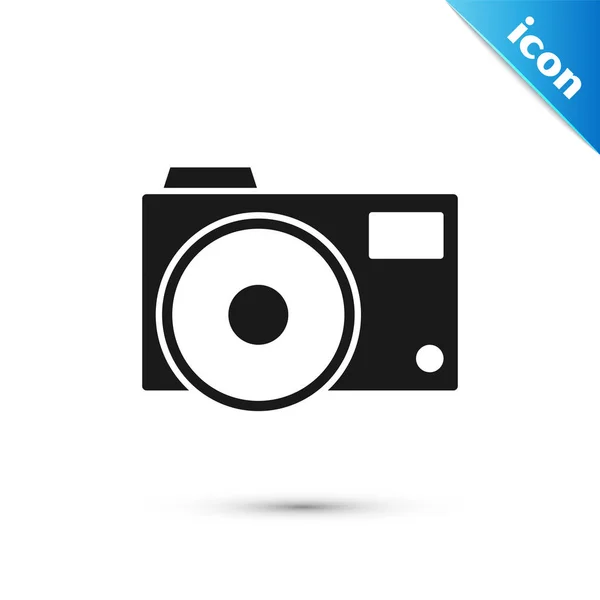 Black Photo camera icon isolated on white background. Foto camera icon. Vector Illustration — Stock Vector