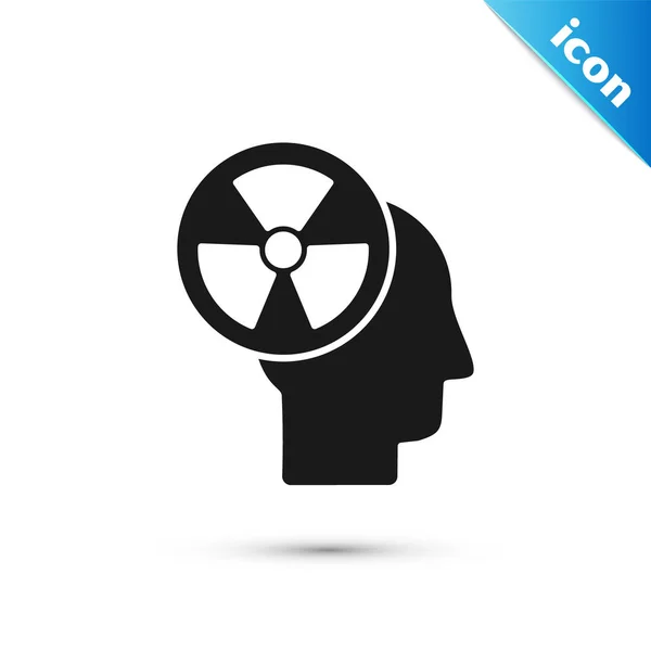 Black Silhouette of a human head and a radiation symbol icon isolated on white background. Vector Illustration — Stock Illustration Black Silhouette of a human head and a radiation symbol icon isolated on white background. Vector Illustration — Stock Vector