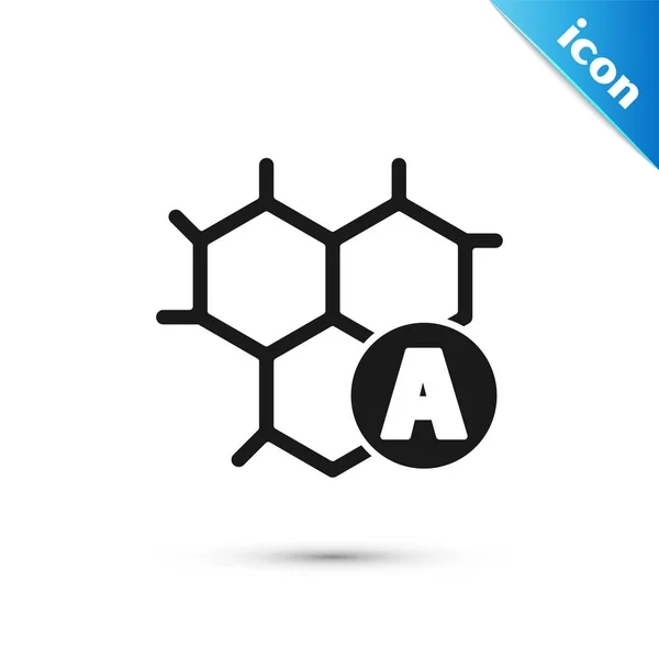 Ícone de fórmula química preta isolado no fundo branco. Hexágono abstrato para inovação medicina, saúde, pesquisa e ciência. Ilustração vetorial —  Vetores de Stock