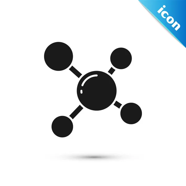 Czarna ikona molekularna odizolowana na białym tle. Struktura molekuł w chemii, nauczycieli przedmiotów ścisłych innowacyjny plakat edukacyjny. Ilustracja wektora — Wektor stockowy