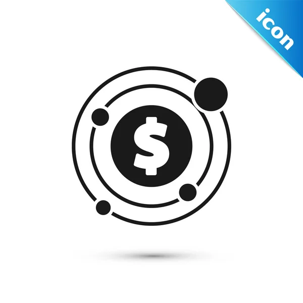 Black Target with dollar symbol icon isolated on white background. Investment target icon. Successful business concept. Cash or Money. Vector Illustration — Stock vektor