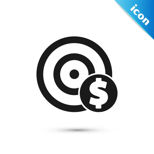 Black Target with dollar symbol icon isolated on white background. Investment target icon. Successful business concept. Cash or Money. Vector Illustration — Stock vektor