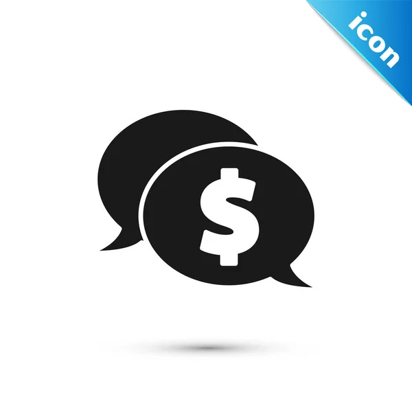 Black Speech bubble with dollar icon isolated on white background. Badge for price. Sale with dollar symbol. Promo tag discount. Vector Illustration — Stock Vector