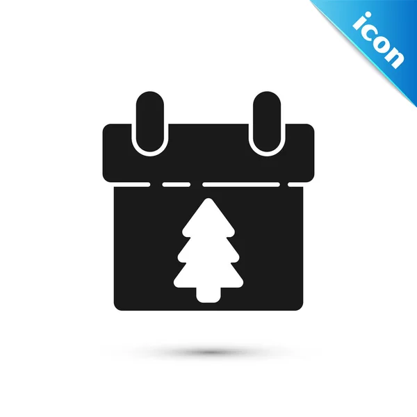 Icône Calendrier noir isolée sur fond blanc. Symbole de rappel d'événement. Joyeux Noël et bonne année. Illustration vectorielle — Image vectorielle