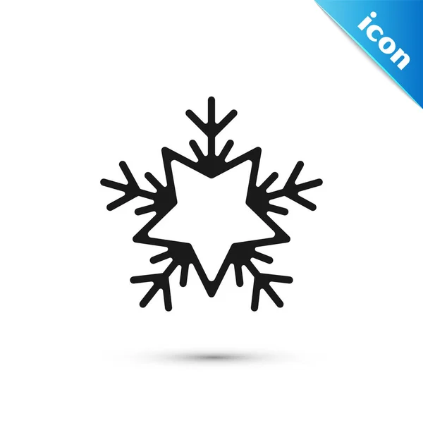 Czarna ikona płatka śniegu odizolowana na białym tle. Wesołych Świąt i szczęśliwego Nowego Roku. Ilustracja wektora — Wektor stockowy