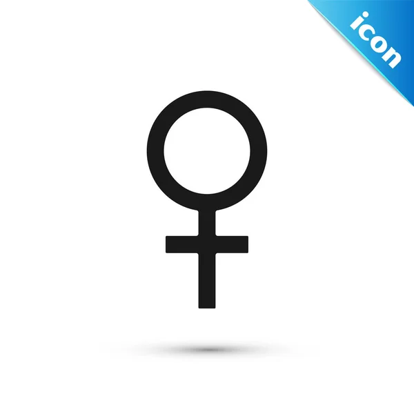 Icono de símbolo de género femenino negro aislado sobre fondo blanco. Símbolo Venus. El símbolo de un organismo femenino o una mujer. Ilustración vectorial — Archivo Imágenes Vectoriales