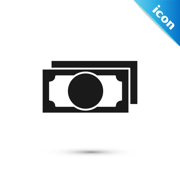 Black Stacks ícone de dinheiro em papel em dinheiro isolado no fundo branco. Dinheiro empilha notas. Moeda de conta. Ilustração vetorial — Vetor de Stock