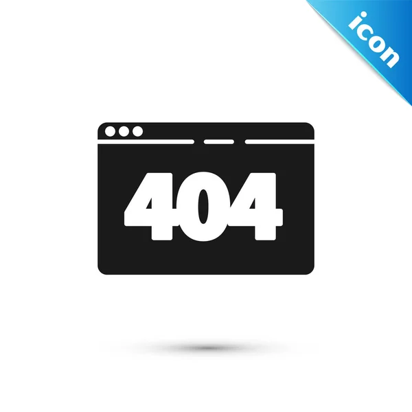 Pagina nera con un'icona di errore 404 isolata su sfondo bianco. Template riporta che la pagina non è stata trovata. Illustrazione vettoriale — Vettoriale Stock