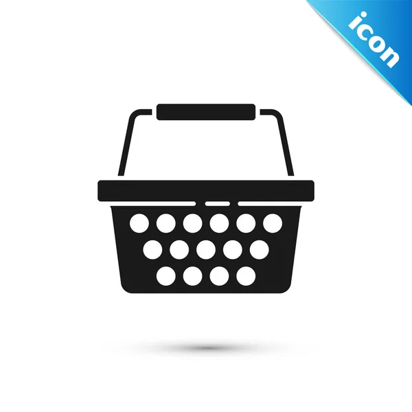 Černá Nákupní košík ikona izolované na bílém pozadí. Online nákupní koncept. Podpis doručovací služby. Symbol nákupního košíku. Vektorová ilustrace — Stockový vektor