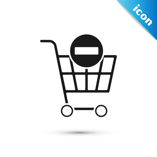 Negro Eliminar icono del carrito de compras aislado sobre fondo blanco. Concepto de compra en línea. Servicio de entrega. Cesta de supermercado y marca X. Ilustración vectorial — Archivo Imágenes Vectoriales