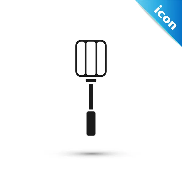 Icône Spatule noire isolée sur fond blanc. Icône de spatule de cuisine. Signe de spatule de barbecue. Barbecue et outil de grill. Illustration vectorielle — Image vectorielle