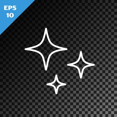 Beyaz çizgi düşen yıldız simgesi, şeffaf karanlık arka planda izole edildi. Yıldız izi ile kayan yıldız. Göktaşı, göktaşı, kuyruklu yıldız, asteroid, yıldız ikonu. Vektör İllüstrasyonu