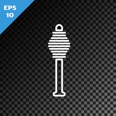 Beyaz çizgi Bal Çubuğu simgesi şeffaf koyu arkaplanda izole edildi. Tatlı kepçe. Vektör İllüstrasyonu