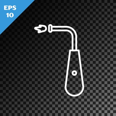 Beyaz çizgi Uzun elektrik aydınlatma simgesi şeffaf koyu arkaplanda izole edildi. Vektör İllüstrasyonu