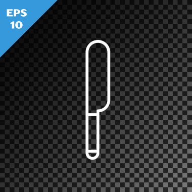 Saydam koyu arka planda yalıtılmış beyaz çizgi Bıçak simgesi. Çatal bıçak takımı sembolü. Vektör İllüstrasyonu