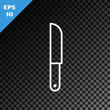 Saydam koyu arka planda yalıtılmış beyaz çizgi Bıçak simgesi. Çatal bıçak takımı sembolü. Vektör İllüstrasyonu