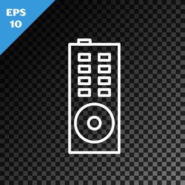 Beyaz çizgi Uzaktan Denetim simgesi şeffaf koyu arkaplanda izole edildi. Vektör İllüstrasyonu