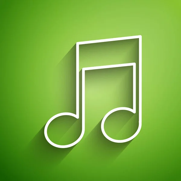 White line Music note, tone icon isolated on green background. Vector Illustration — 스톡 벡터