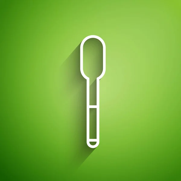White line Spoon icon isolated on green background. Cooking utensil. Cutlery sign. Vector Illustration — Stock Vector