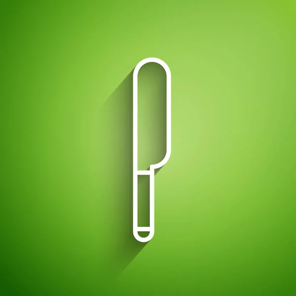 Biała linia Ikona noża izolowana na zielonym tle. Symbol sztućców. Ilustracja wektora — Wektor stockowy