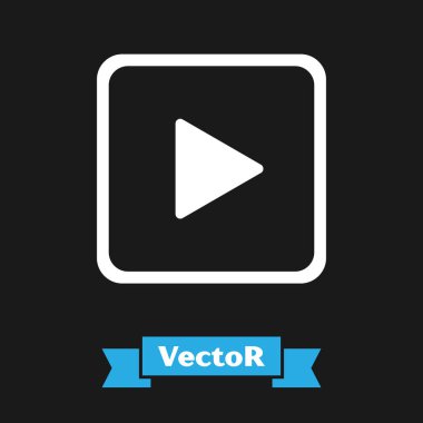 Siyah arkaplanda izole edilmiş kare simgesinde beyaz oyun. Vektör İllüstrasyonu