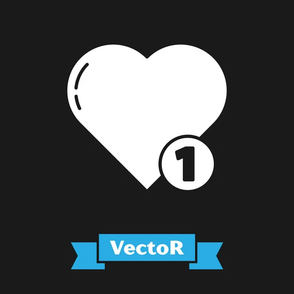 Blanco como y corazón icono aislado sobre fondo negro. Contra Notificación Icono. Seguidor Insta. Ilustración vectorial — Vector de stock