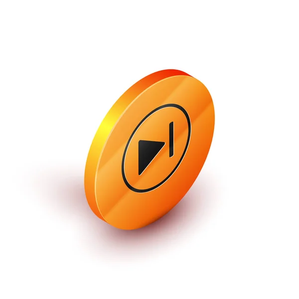 Isométrico Icono de avance rápido aislado sobre fondo blanco. Botón círculo naranja. Ilustración vectorial — Vector de stock