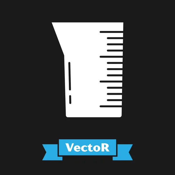 Vidros de laboratório branco ou ícone de copo isolado em fundo preto. Ilustração vetorial — Vetor de Stock