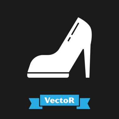 Siyah arka planda izole edilmiş yüksek topuklu ayakkabı. Vektör İllüstrasyonu