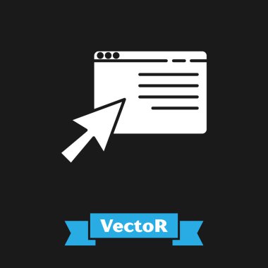 Siyah arkaplanda White Online alışveriş simgesi izole edildi. Konsept e-ticaret, e-ticaret, online iş pazarlama. Vektör İllüstrasyonu