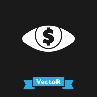 Siyah arka planda dolar simgesi olan beyaz adam. Vektör İllüstrasyonu