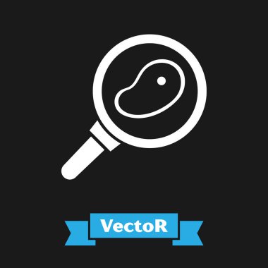 Siyah arka planda izole edilmiş tavada beyaz biftek. Vektör İllüstrasyonu