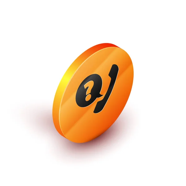 Isometrisches Telefonhörer und Sprechblase Chat-Symbol isoliert auf weißem Hintergrund. Telefonzeichen. orange Kreis-Taste. Vektorillustration — Stockvektor