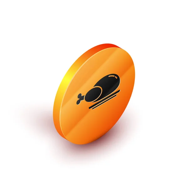 Ícone de peru assado isométrico ou frango isolado em fundo branco. Botão laranja círculo. Ilustração vetorial — Vetor de Stock