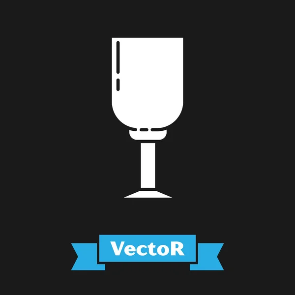 Icône en verre de vin blanc isolé sur fond noir. icône de verre à vin. Symbole de gobelet. Panneau verrerie. Illustration vectorielle — Image vectorielle