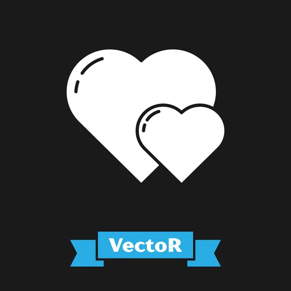 Значок Белое сердце выделен на черном фоне. Романтический символ, связанный, присоединиться, страсть и свадьба. Символ Дня Святого Валентина. Векторная миграция — стоковый вектор