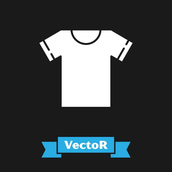 Ícone de camiseta branca isolado no fundo preto. Ilustração vetorial — Vetor de Stock