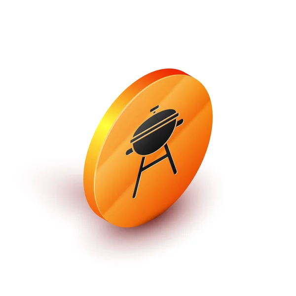 Isometric Grill grill ikona izolowane na białym tle. Grillowa impreza. Pomarańczowy. Ilustracja wektora — Wektor stockowy