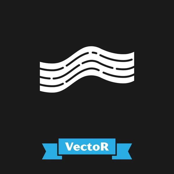 Icône de bande de bacon blanc isolé sur fond noir. Illustration vectorielle — Image vectorielle