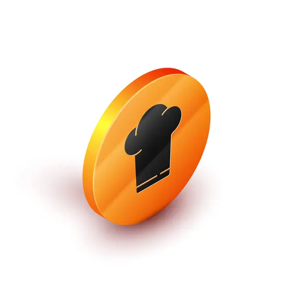 Isometrische Kochmütze Symbol isoliert auf weißem Hintergrund. Kochsymbol. Kochmütze. orange Kreis-Taste. Vektorillustration — Stockvektor